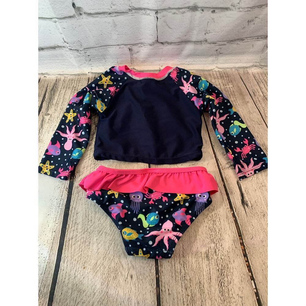 SOL SWIM Girl’s Two Piece Long Sleeve Swim Set / Size: 12 Months - Picture 8 of 11